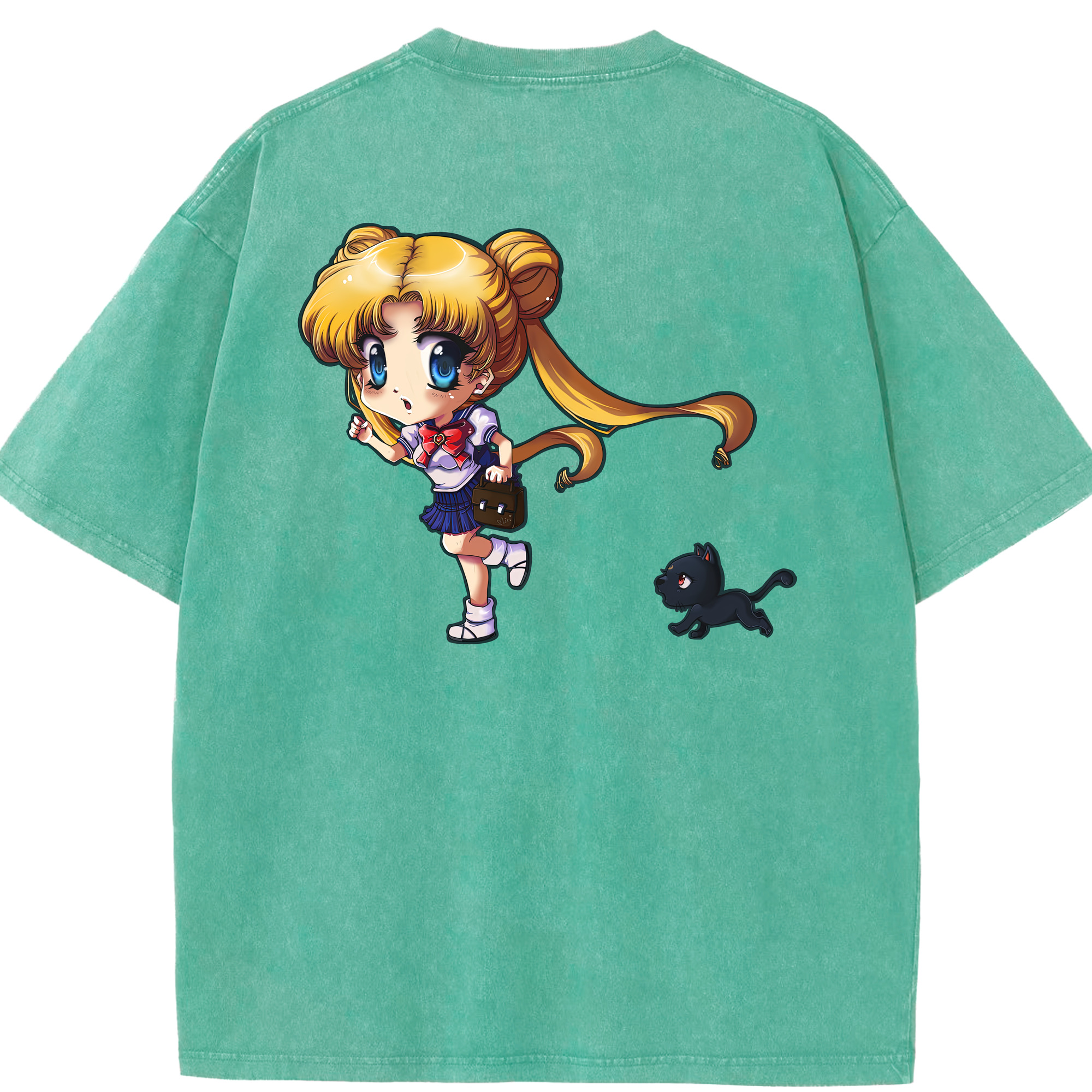 （画像用） 美少女戦士セーラームーン 愛野 美奈子 あいの みなこ Sailor Moon Aino Minako 綿100% ヴィンテージ風 半袖Tシャツ（背面プリント）